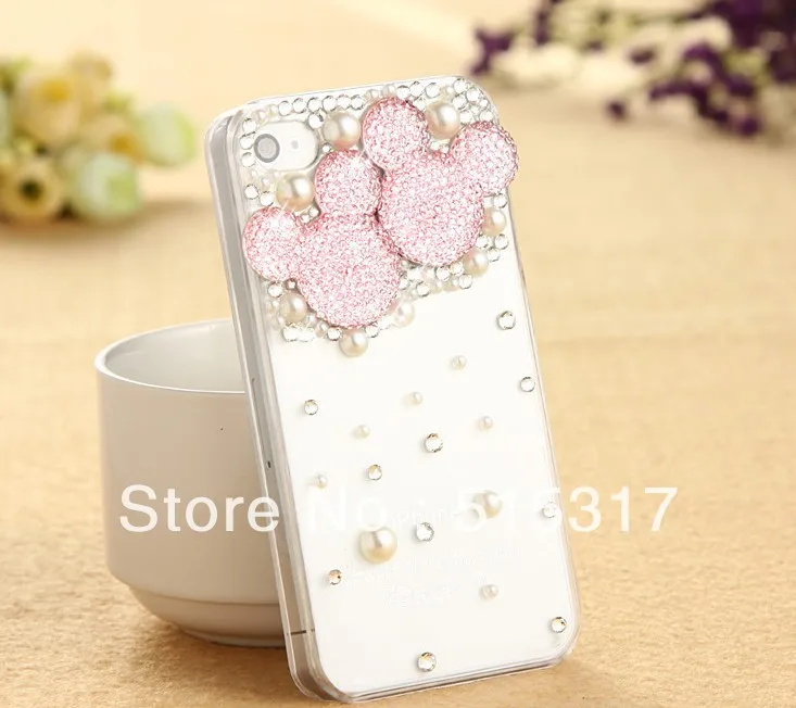 Free shipping Cartoon Mouse Cellphone Cover for Iphone4/4s 3D Diamond Rhinestone Mobilephone Case For Iphone Phone Accessory |