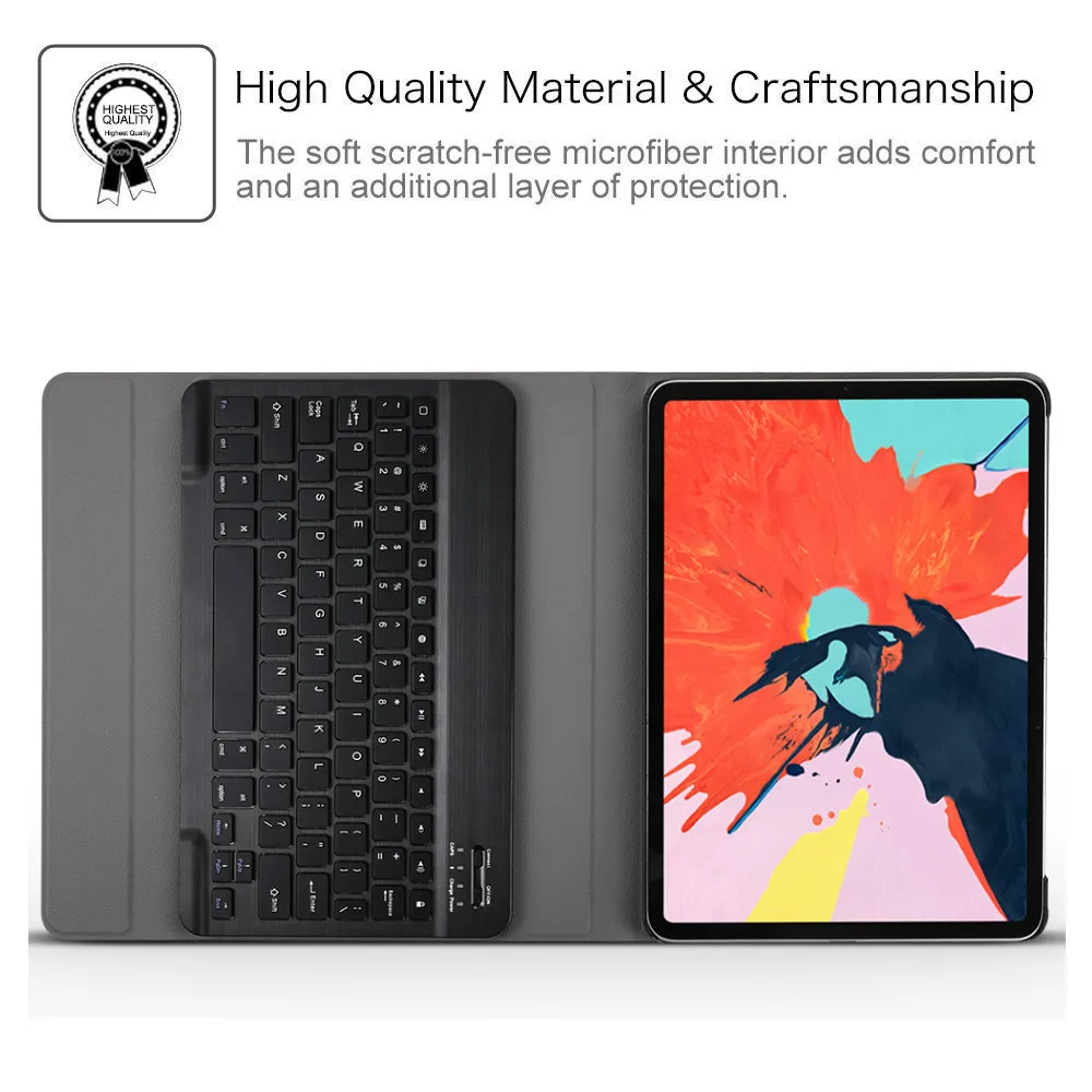 Для iPad Pro 11 Планшет ультра тонкий из искусственной кожи чехол+ Съемный беспроводной Bluetooth русский/испанский/Иврит Клавиатура