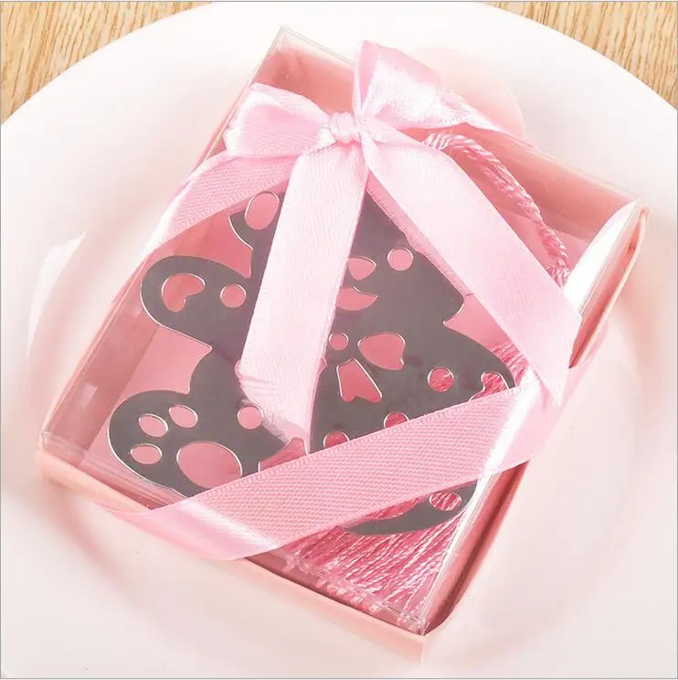 

(20 pieces/lot)Pink/Blue Bookmark Favor Gifts Stainless Steel Metal Bear Bookmark Baby Shower Wedding Favor Gifts Suppliers