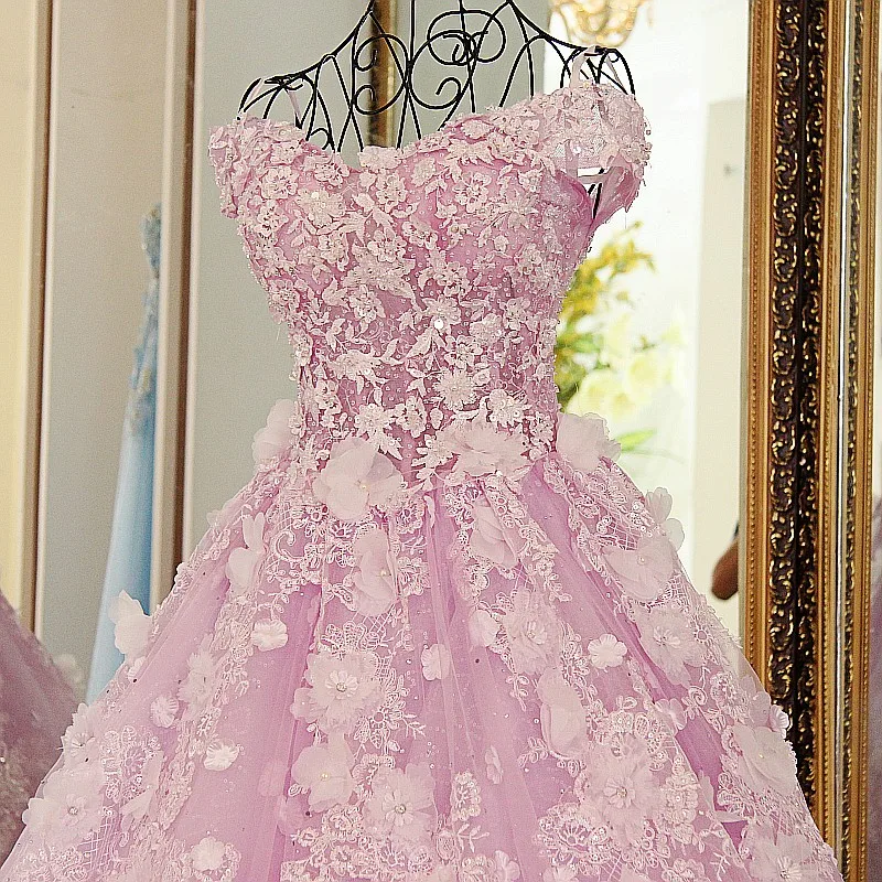 LS65321 лаванда бисером вечерние платья кристалл с плеча бальное платье корсет