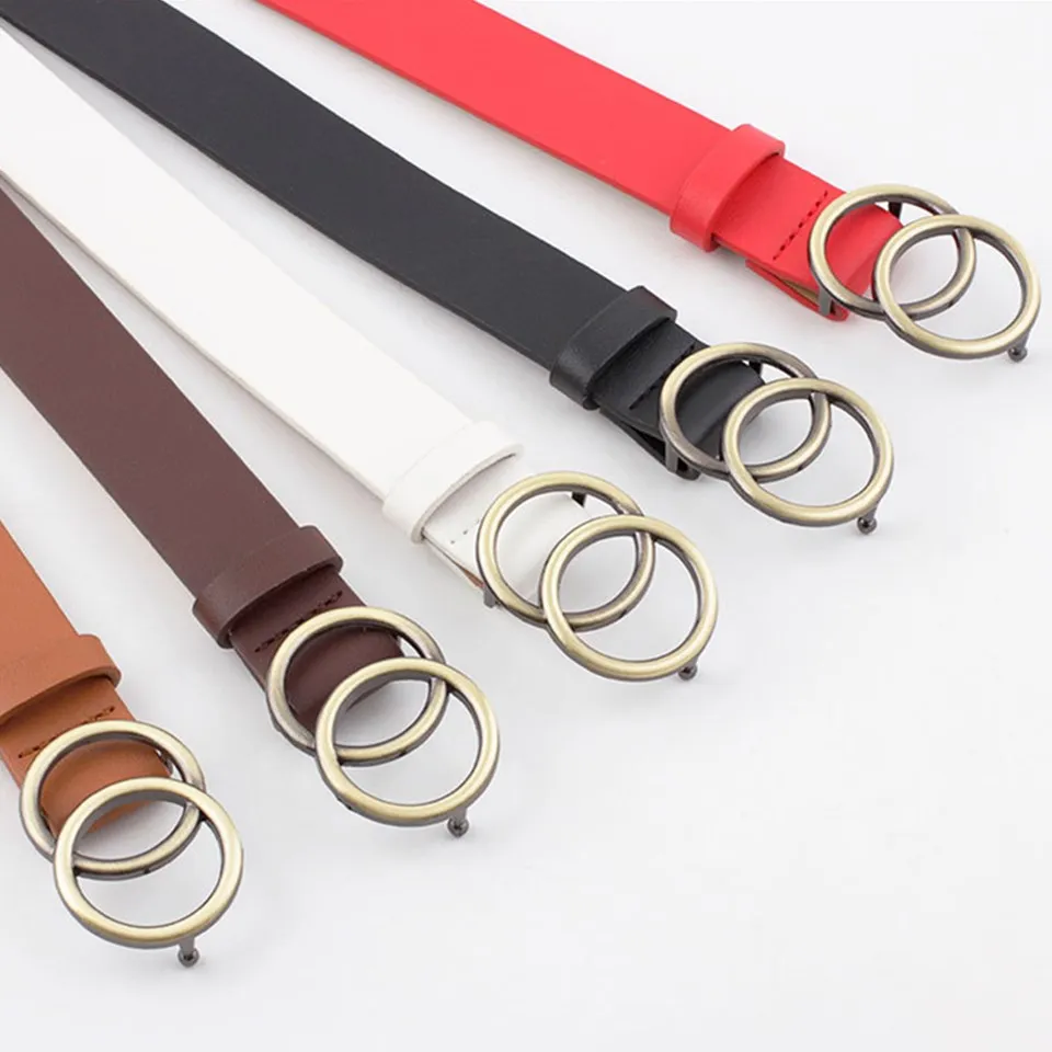 Черный красный женский пояс с двойной круглой пряжкой ремень Riem Cinto Feminino Ceinture Femme