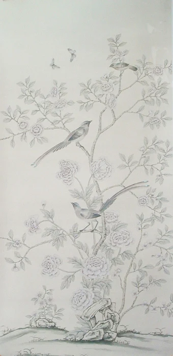 Классический стиль элегантные шелковые обои с ручной росписью цветы птицами