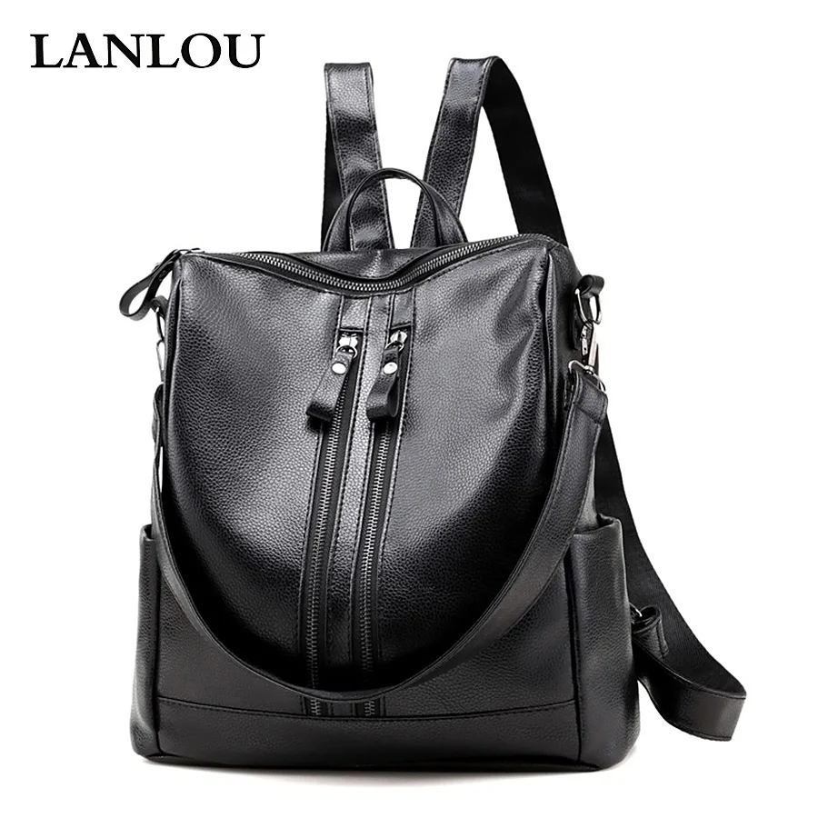 LANLOU женский рюкзак высококачественный из мягкой кожи модные школьные сумки