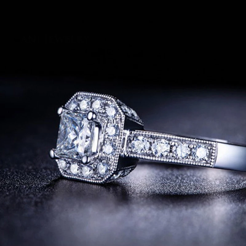 ANI 18K Белое Золото (AU750) Женское Обручальное кольцо 0 59 CT сертифицировано I/SI1