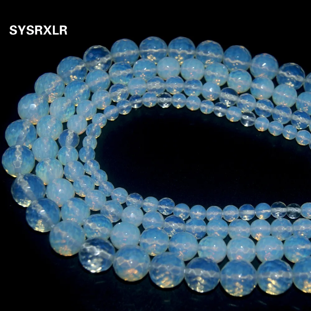 Оптовая продажа яркие круглые бусины из белого опала для изготовления ювелирных