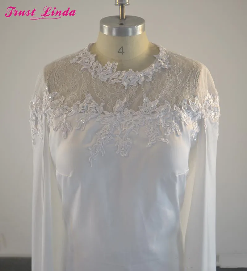 Дешевые Реальное изображение Длинные платья для мам с накидкой Illusion Neck Lace Мать невесты платья Длинные официальная вечеринка выпускного бала