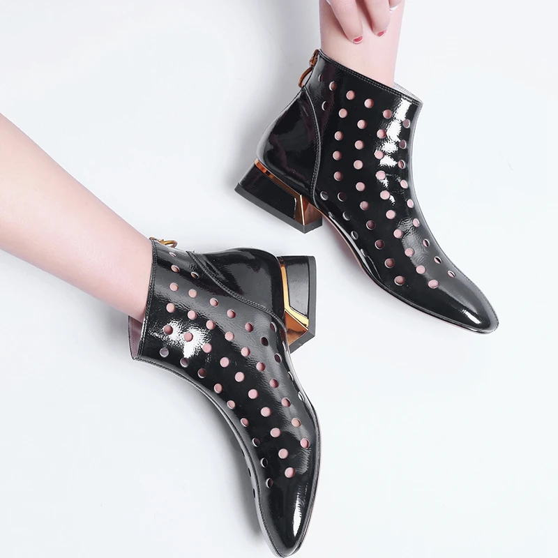 Ботинки Fretwork женские на низком массивном каблуке туфли-лодочки с квадратным