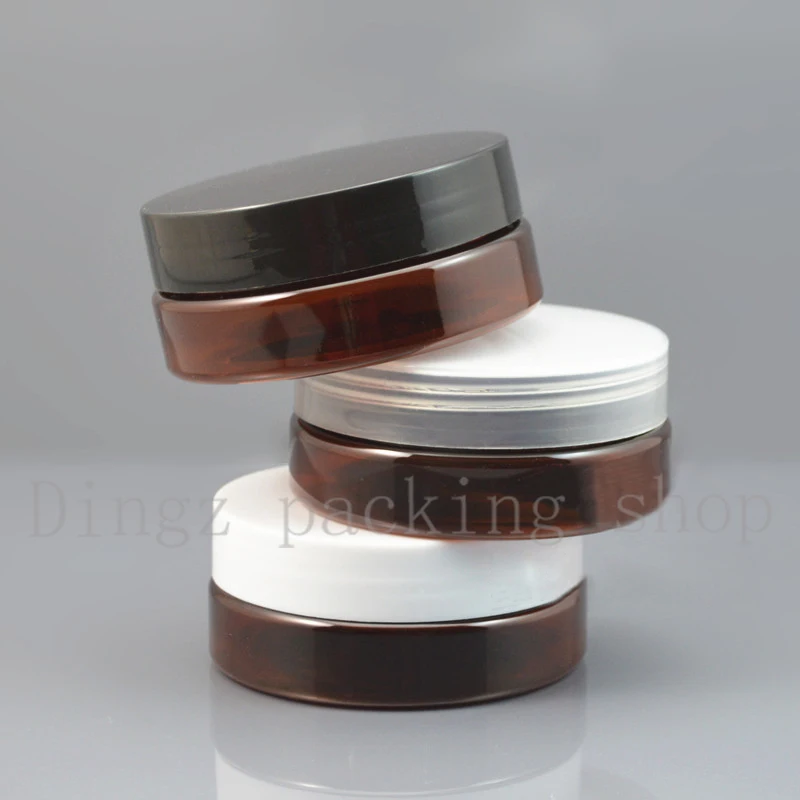 

40Pcs 50g Empty brown Cosmetic Cream Jars PET Container Powder Mask Cream Bottle With white/black Screw Lid