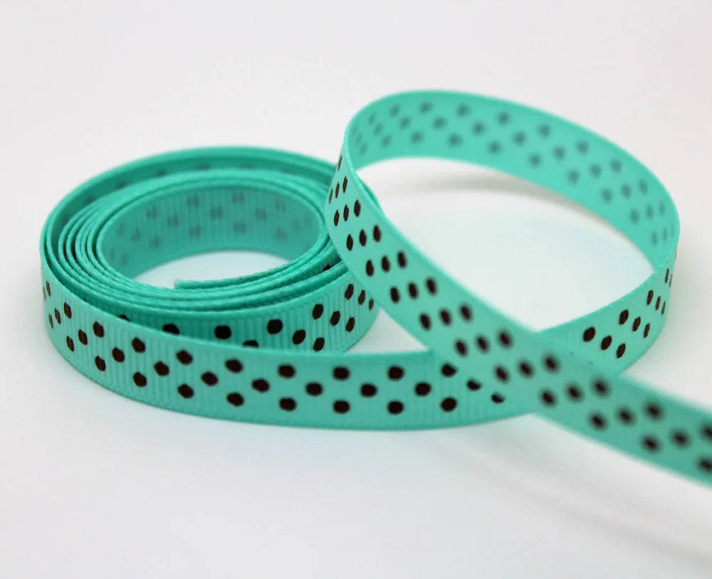 

PPC038 3/8 "9 мм Grosgrain ленты печатных горошек 50 ярдов/рулон