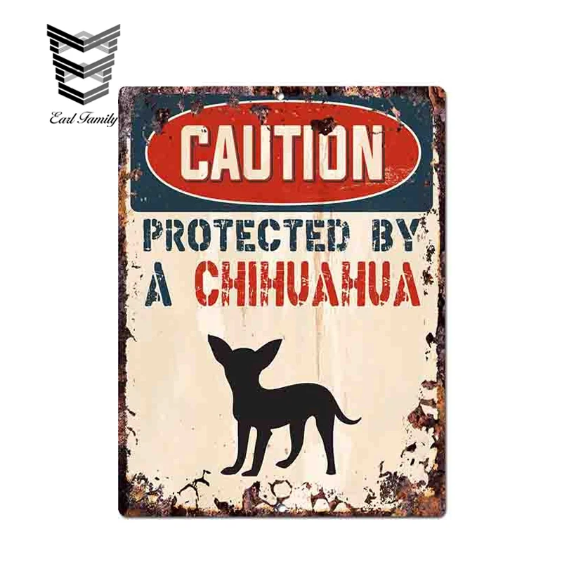 

EARLFAMILY 13cm x 10cm Caution Protected By Chihuahua Warning Funny Car Sticker Decal Vinyl Waterproof Car Styling Accessories