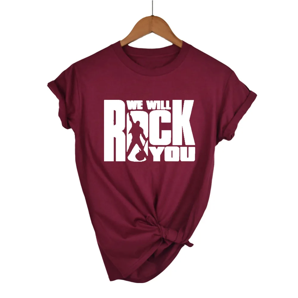We Will Rock You Женская Футболка Летний стиль королева рок группа футболка короткий