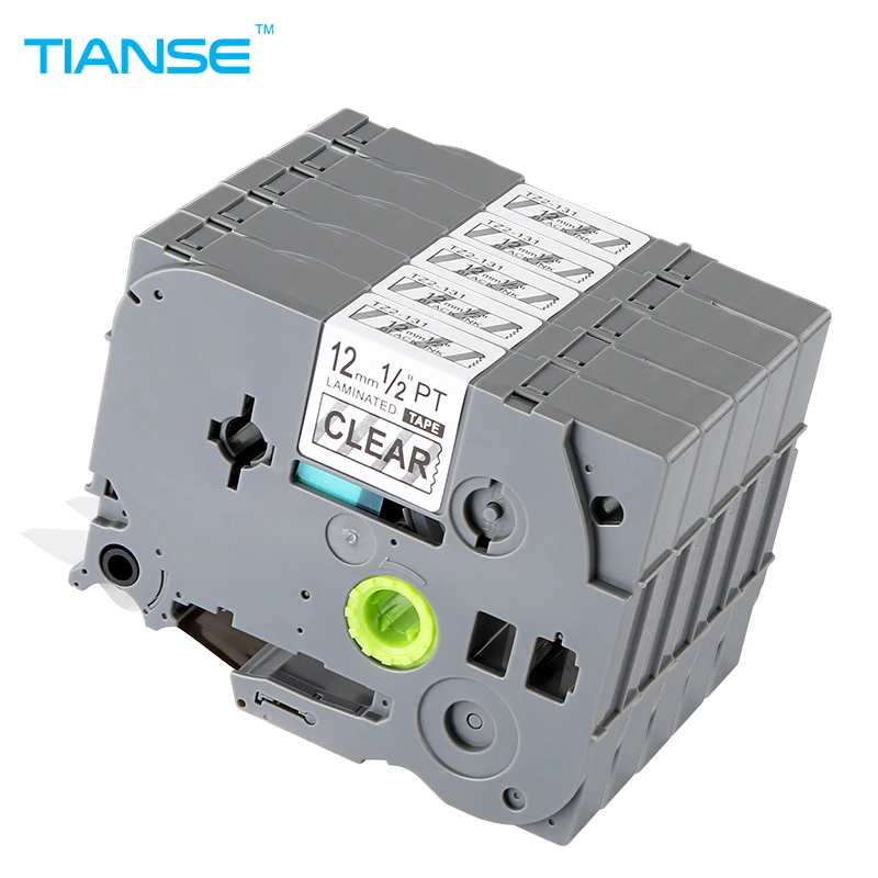 TIANSE Labels Tap 1pcs TZ131 TZ 131 TZe131 TZe Laminated Adhesive tz-131 tze-131 P Touch black on clear For Brother printer |