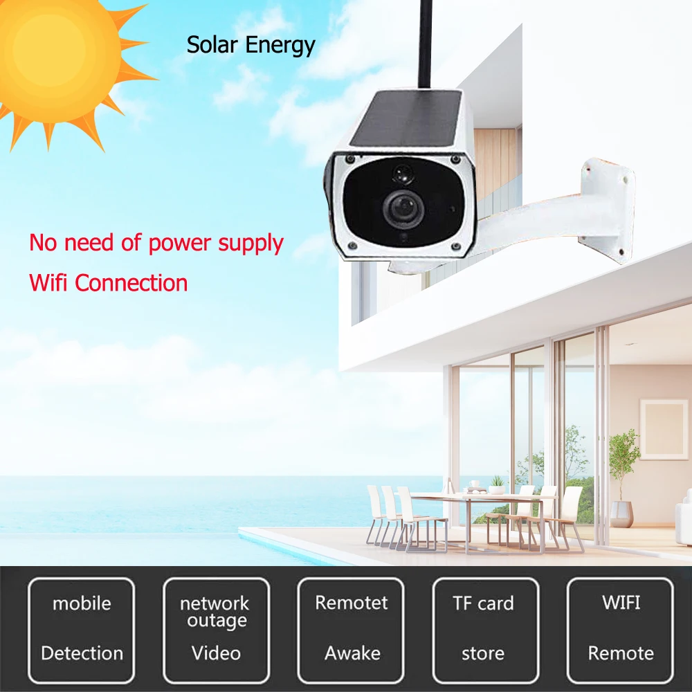Беспроводная ip-камера видеонаблюдения на солнечной батарее 1080P Wi-Fi