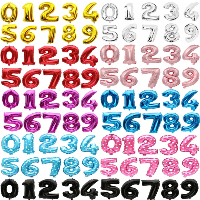 

32 Inch Large Blue Pink Number Balloons Happy Birthday Balloon Birthday Party Decoration Kids Baby Boy Girl Party Ballons Number