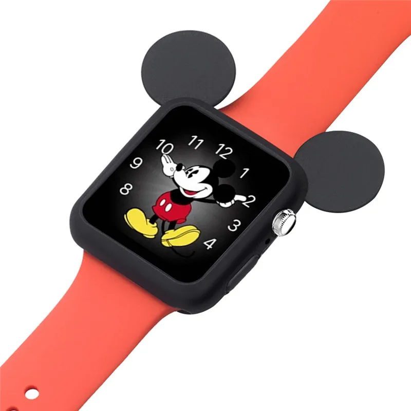 100 шт силиконовый чехол для apple watch 4 3 2 1 42 мм 38 40 44 Iwatch резиновый Watch Микки