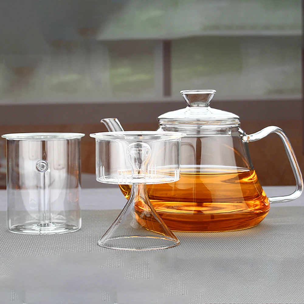 

PINDEFANG Regimen Steamer Kettle Heatable Borosilicate Glass Tea Pots Health Red Herbal Flower Tea Kettle 34 ounce / 1000ml