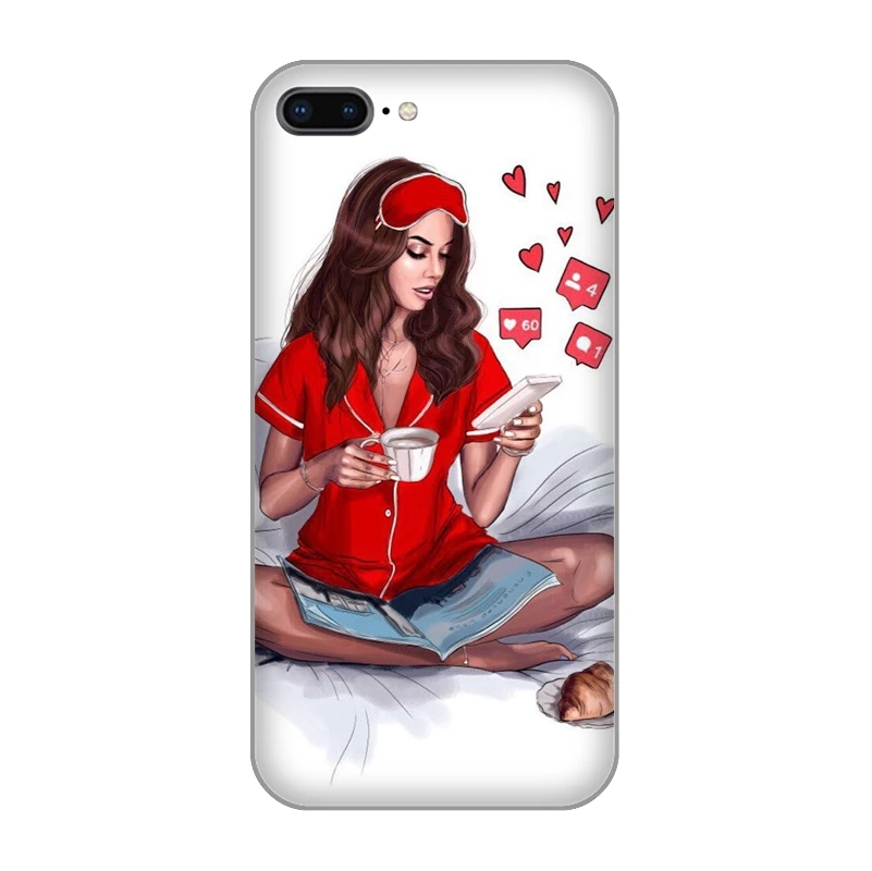 Для iPhone X XS XR MAX 10 5 8 мягкий TPU чехол для 6 S 7 Plus 5s SE Vogue girl роскошный силиконовый