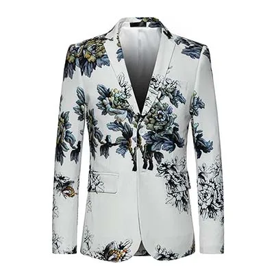 LONMMY 4XL 5XL 6XL Винтаж Цветок для мужчин Блейзер Slim fit две пуговицы свадебное платье костюм повседневное осень s цветочный блейзер весн - Цвет: 817
