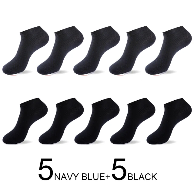 5NAVY BLUE5BLACK MWZHH,, распродажа, весна-лето, дезодорирующие Мужские бамбуковые носки, 10 пар, Harajuku, брендовые счастливые мужские носки, Calcetines Hombre - Цвет: 5NAVY BLUE5BLACK