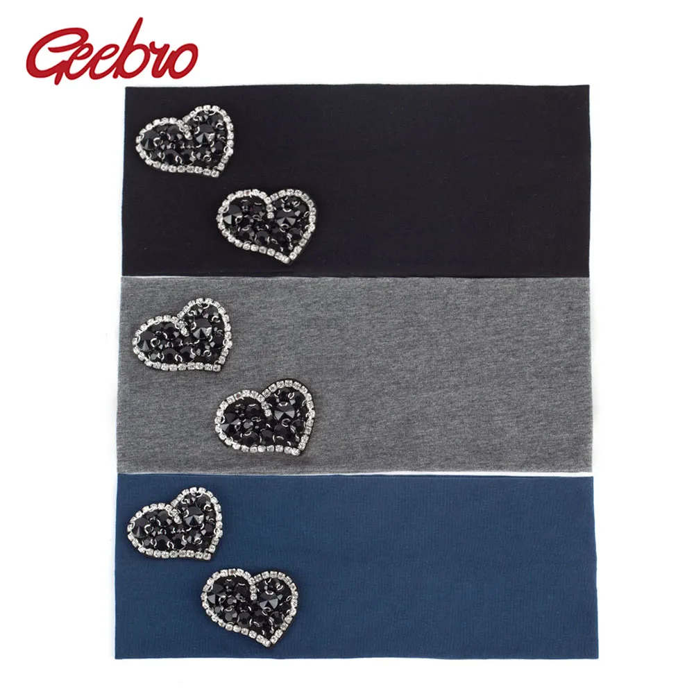 Женские Простые повязки Geebro модные двойные стразы в форме сердца эластичная