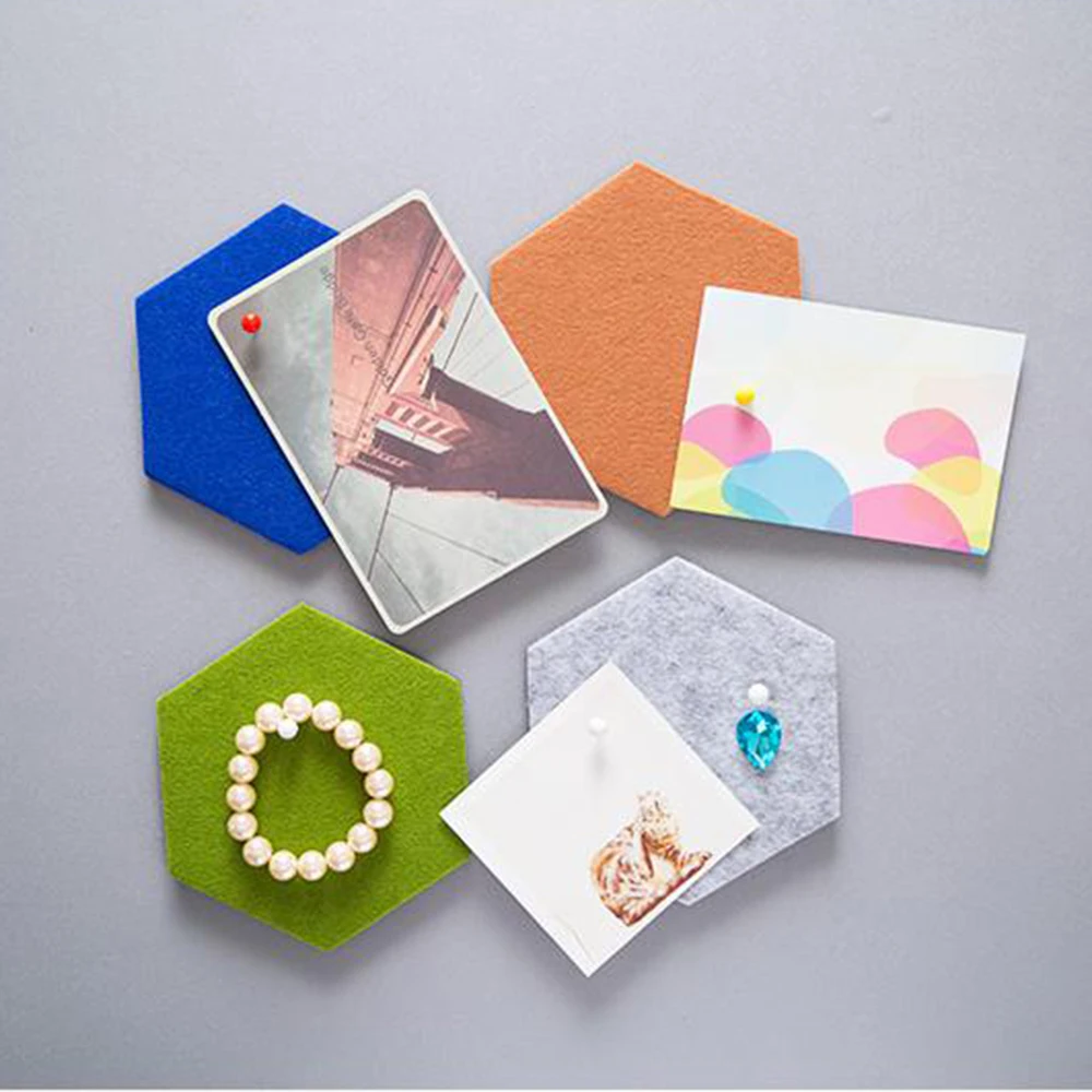 Однотонная Шестигранная войлочная настенная доска для наклеек домашнего