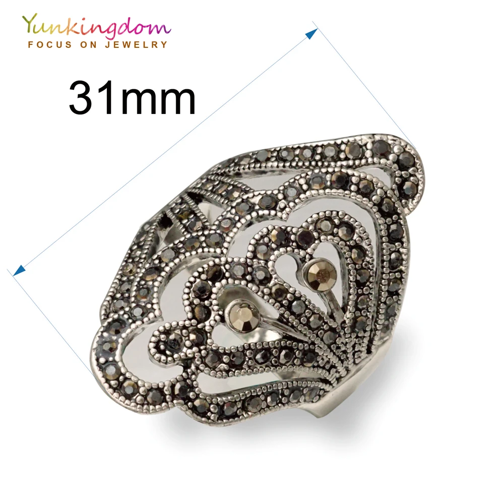 Винтажные этнические кольца с цветами для женщин Стразы кристаллами древнее