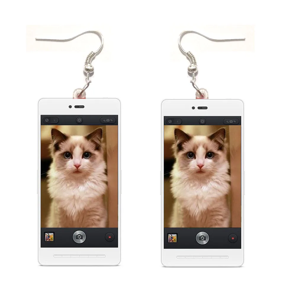 

Anime Acrylic Fashion Women Ladies Girl Jewelry Dangle Earrings Phone Style Cat Plush Pendant Big Drop Earring Lady Party Gift