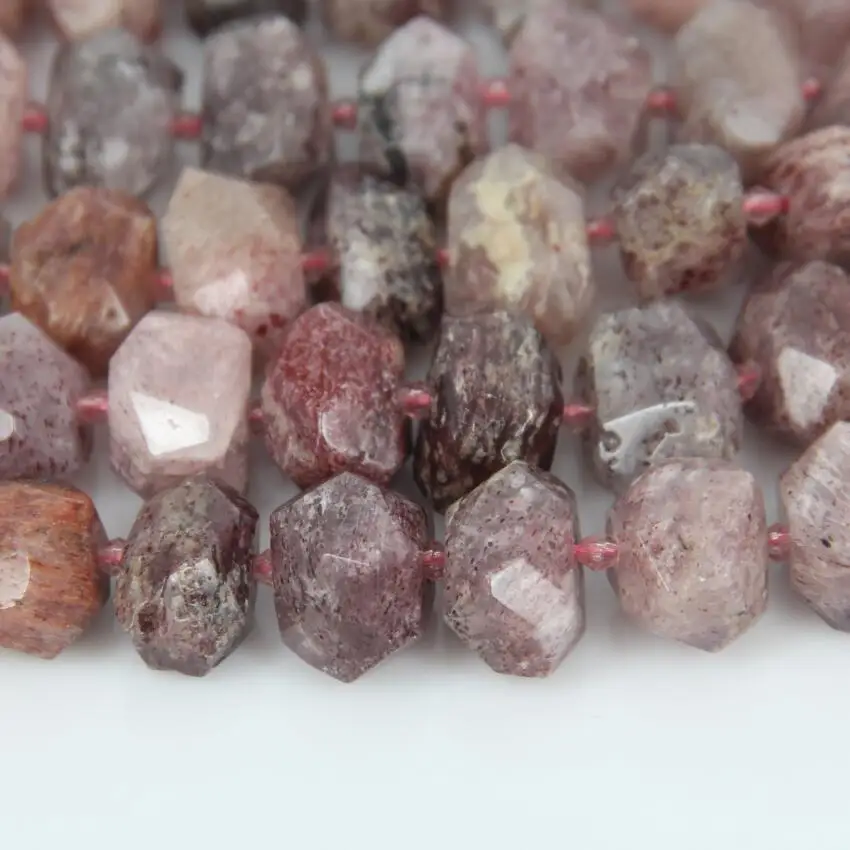 Natural Stones Strawberry Quartz Cut Slab Beads Necklace Center Drilled Raw Crystals Faceted Nugget Points Pendants Bulk | Украшения и