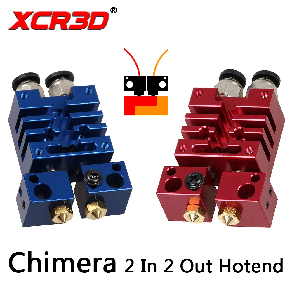 XCR3D улучшенная версия Chimera 2 в из Hotend двухцветная коммутация комплект 0 4 мм/1 75 мм