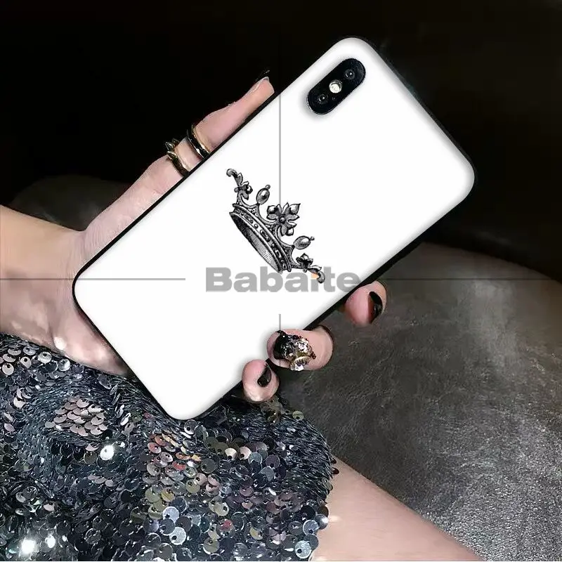Babaite королева и король DIY Роскошный Высокий протектор на конце чехол для iPhone X XS MAX 6
