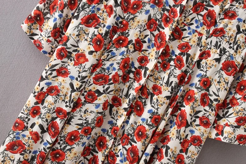 VOGUEIN новые женские 3/4 рукав цветочный принт модные повседневное длинная рубашка