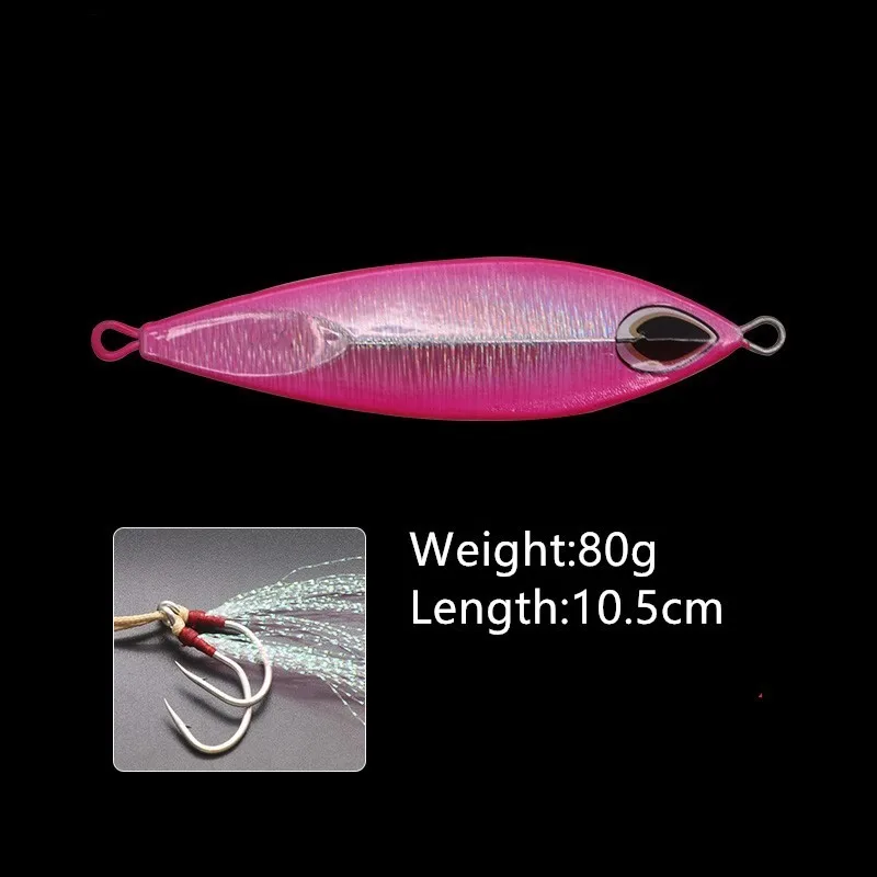 pink 80 Mavllos светящаяся металлическая приманка с зажимом для ловли рыбы 40 г 60 г 80 г приманка для Глубоководной Рыбалки - Цвет: pink 80