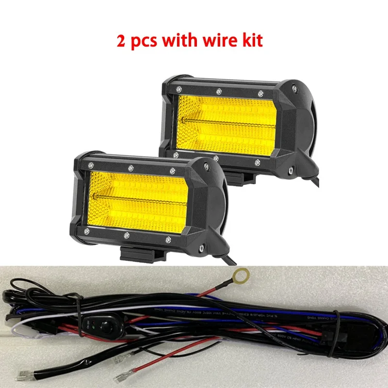 2 pcs with wire kit VISORAK " 84 Вт светодиодный рабочий светильник бар Offroad светодиодный туман светильник для внедорожных автомобилей джип 4x4 4WD ATV внедорожник грузовик светодиодный вождения светильник - Цвет: 2 pcs with wire kit