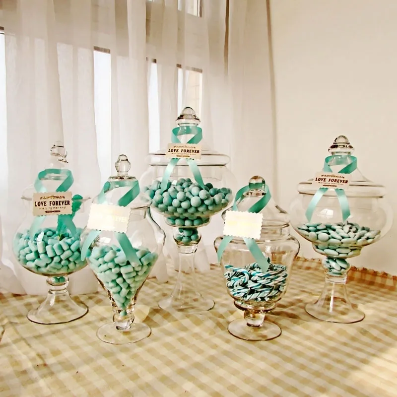 5pcs Европейский стеклянный Декор бутылки, ремесла, прозрачная Пылезащитная подставка, десерт, конфеты, Баночки, чайные коробки, баночки для хранения, свадебная ваза - Цвет: 5pcs