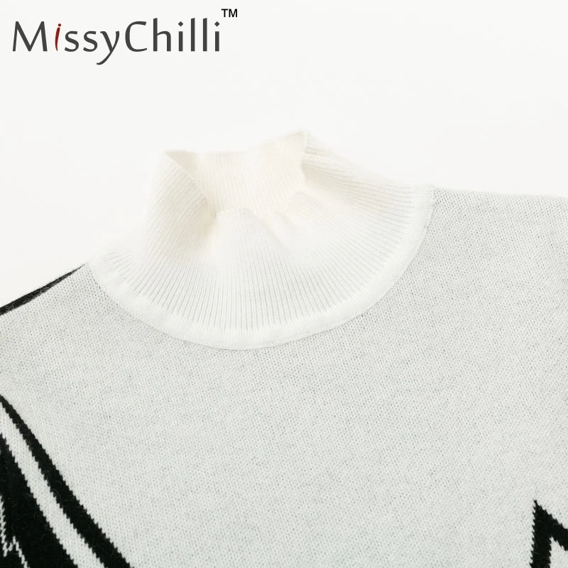 Женское трикотажное платье MissyChilli длинное платье-свитер с высоким воротом