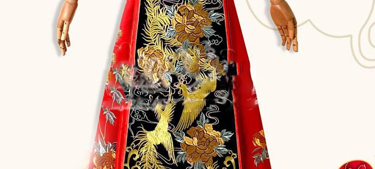 Long Tailed Phoenix Embroidery XiuHeFu Chinese Traditional Wedding Hanfu Bride Dress Republican Period Wedding Hanfu Costume