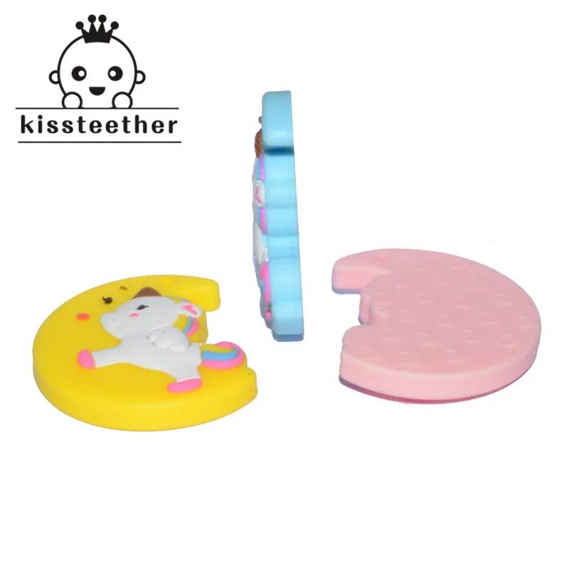 

2pc Silicone Unicorn Moon BPA Free Silicone Teething Children's Jewelry Molar Teeth Toy Nursing Necklace Pendant