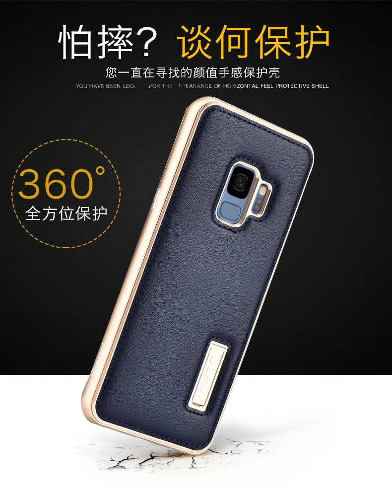 iMatch чехол для samsung Galaxy S9 S9 Plus Роскошный чехол из натуральной кожи для телефона s сумки Алюминиевый металлический бампер задняя крышка чехол