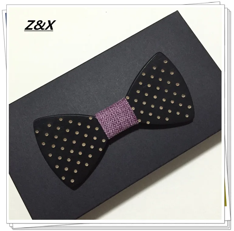 Новинка мужской галстук бабочка в горошек из фиолетовой ткани ручной работы для