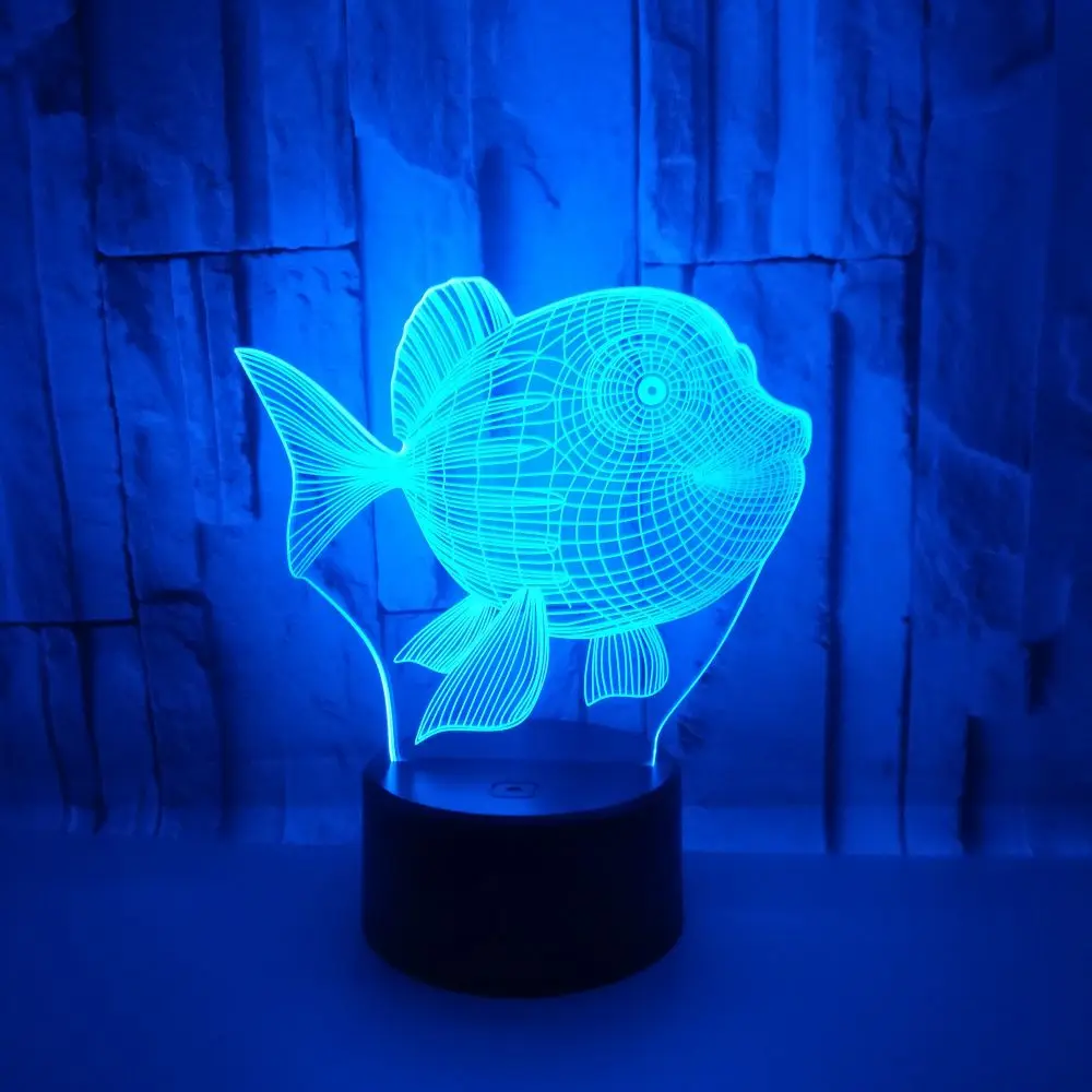 Настольная лампа Милая Золотая Рыба 3D LED USB декоративная детская спальня океан