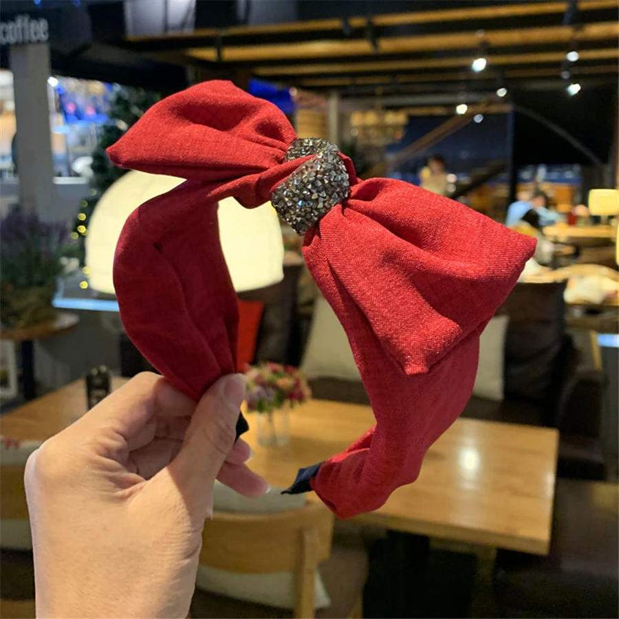 Haimeikang повязка для волос с бантом, однотонный ободок девушки женщины, ткань, бант, повязка на голову, стразы, аксессуары для волос, новинка