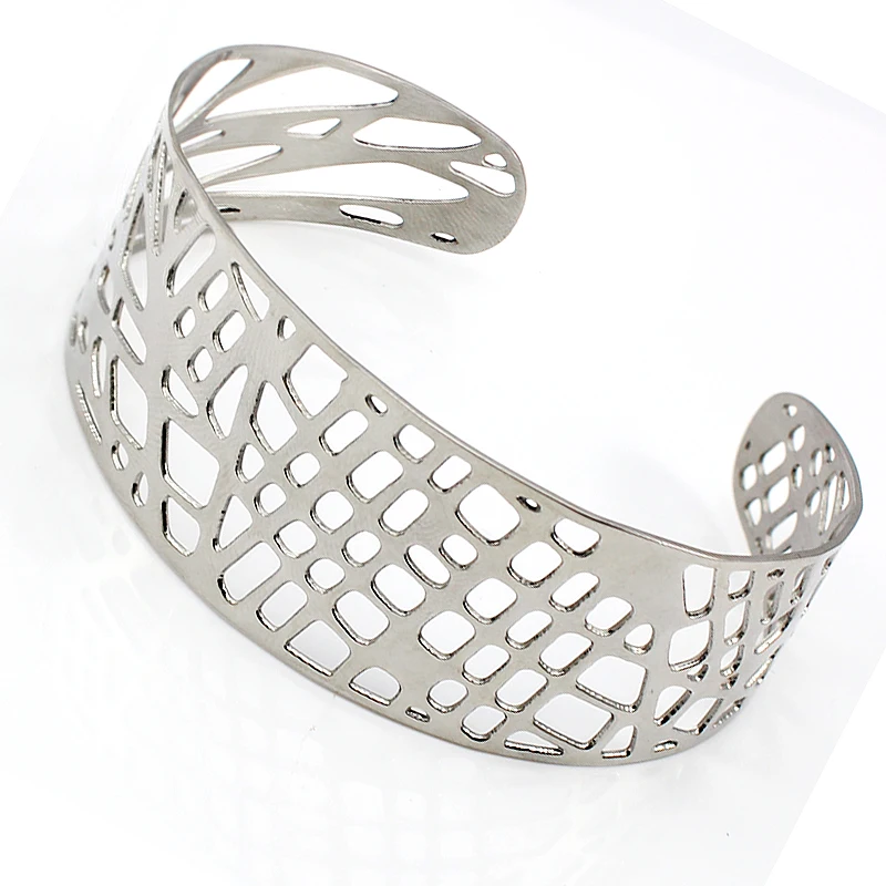 New Design Stainless Steel Trendy Plant Leaf Bangles Bracelets circlets Silver Gourmettes for Women wholesale jewelry|bangle wood|bracelet