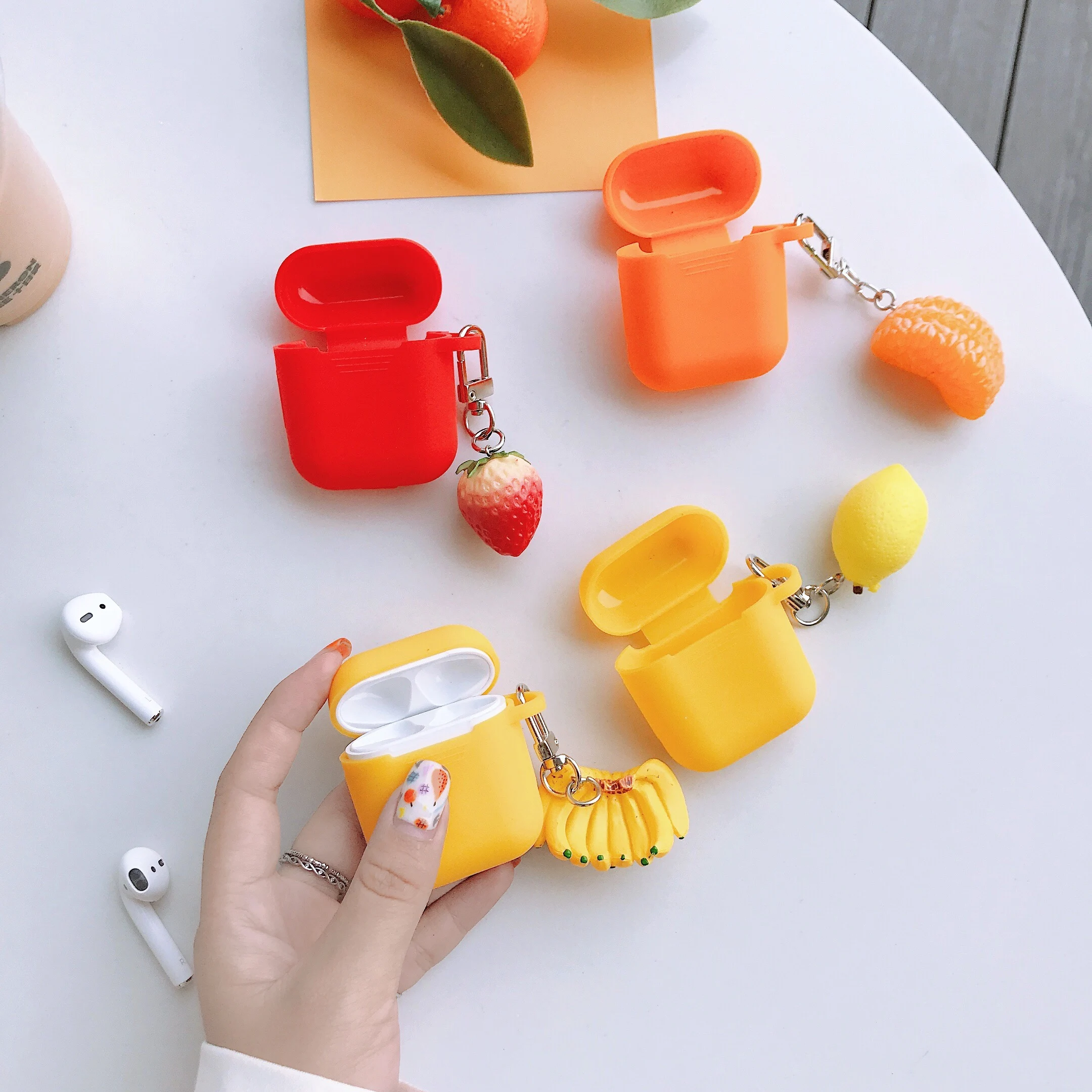 Чехол для AirPods силиконовые чехлы с конфетными фруктами Bluetooth беспроводной