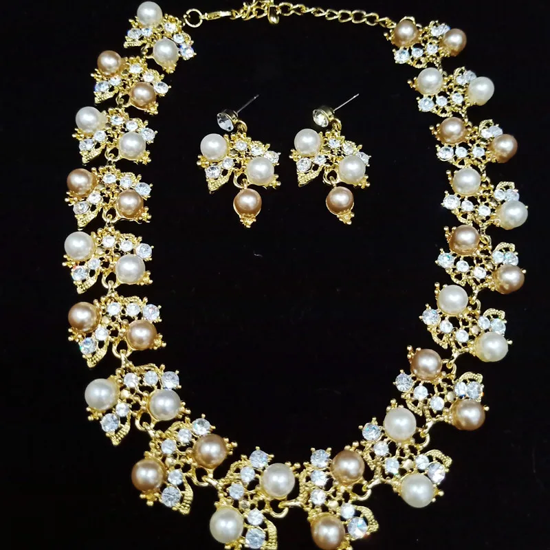 TR-design Дубай Золотое блестящее ожерелье имитация жемчуга Ювелирные наборы