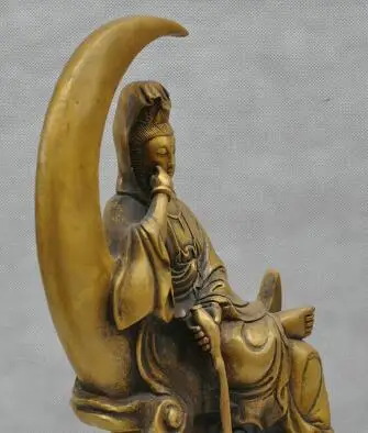 13 China Buddhism Bronze Guanyin Bodhisattva Goddess Buddha Sculpture Statue | Дом и сад