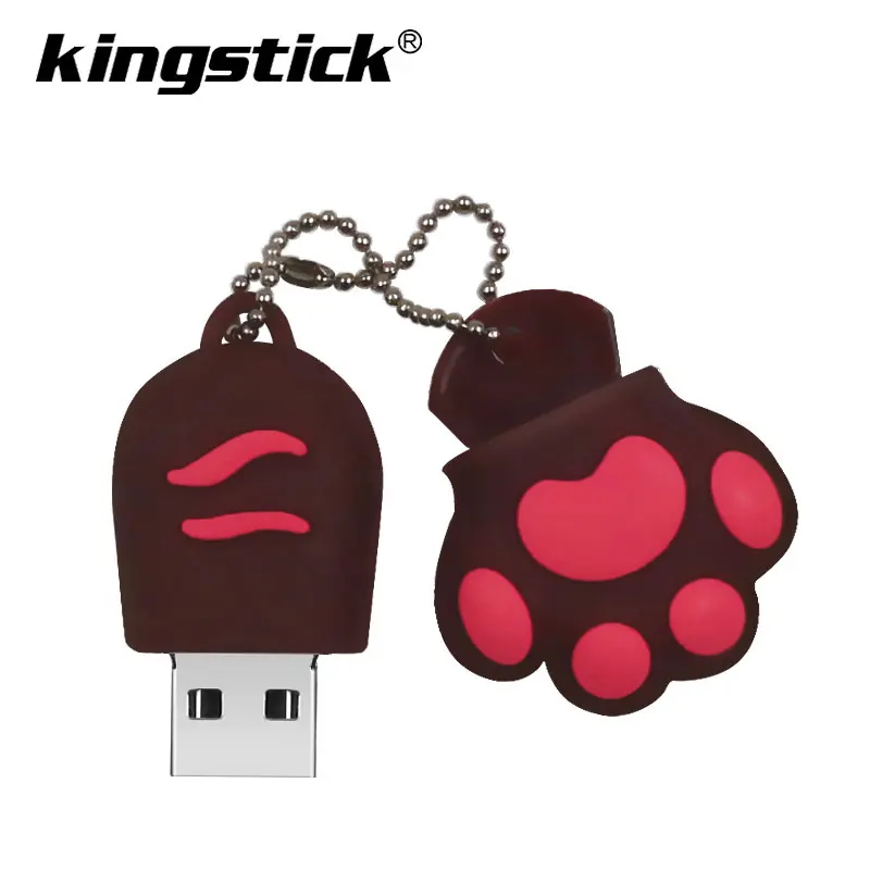 brown Cute Cat Claw USB Flash Drive 7 colors Pen driv Stick 4GB 8GB 16GB 32GB 64GB Memory Sticks best gift Pen Drive Flash U disk - Color: brown