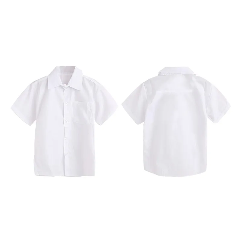 Детская рубашка для мальчиков повседневная Весенняя однотонная хлопковая белая