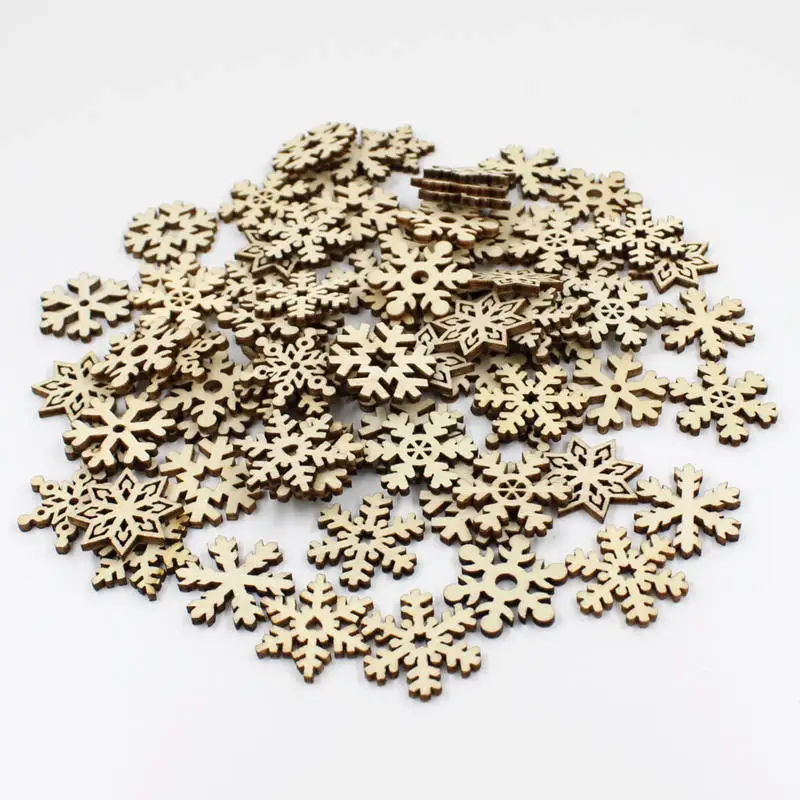 30/100PCs Wood Chip Sewing Buttons Scrapbooking Snowflake White 25mm Dia. Costura Botones Decorative Access | Дом и сад