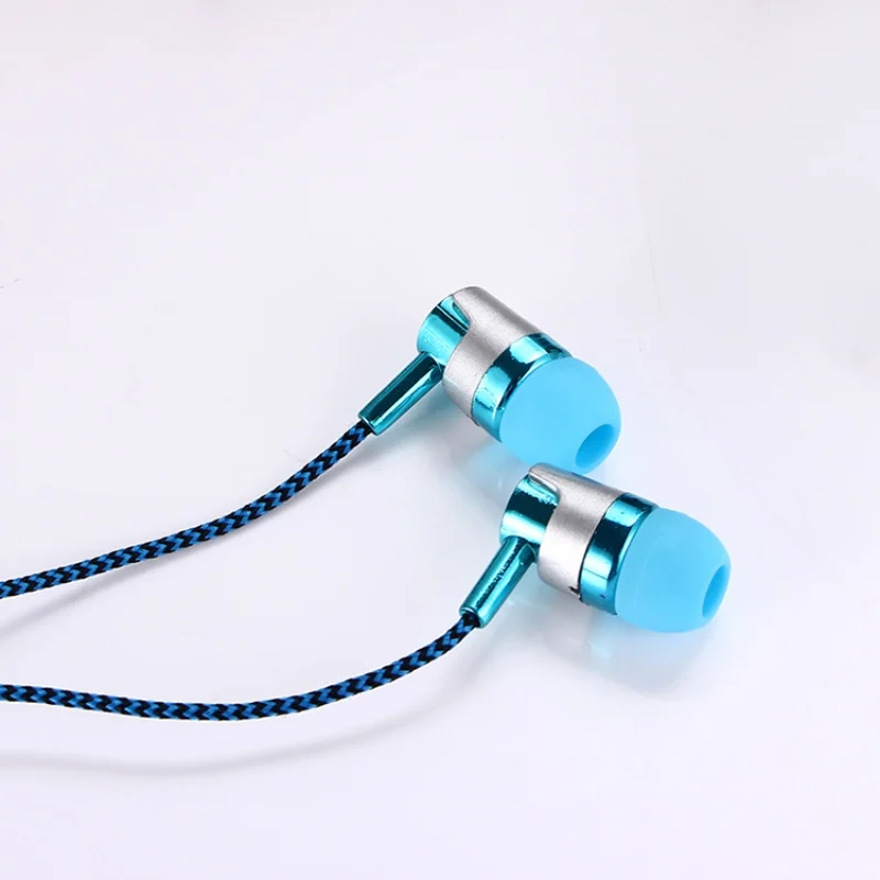 MP3/mp4 Roping Stereo Headset 3.5mm Subwoofer In Ear Earbud 1.2M Reflective Fiber Cloth Line Metal Earphone | Электроника