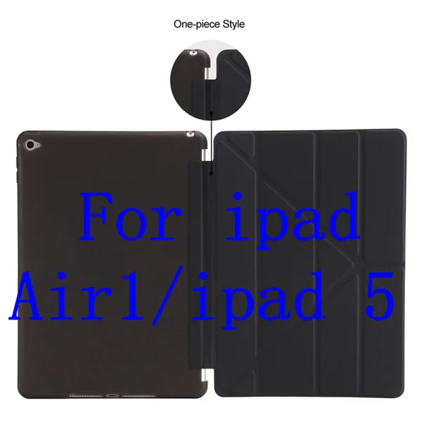 Для Ipad Air 2/iPad Air 1 смарт-чехол для Ipad 5 фигур Стенд Ультра тонкий из искусственной кожи(полиуретан) и мягкого силикона для iPad 5/6 Авто Режим сна/Пробуждение - Цвет: black Air 1